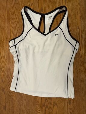Nike White Athletic Tank with Black Trim
